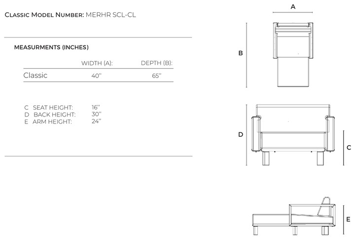 Horizon chaise longue dimenzije
